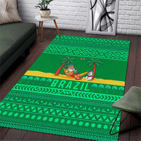 Brazil Christmas Area Rug with Santa Relaxing in Hammock Palm Trees Snowman and Tribal Pattern Design - Wonder Print Shop