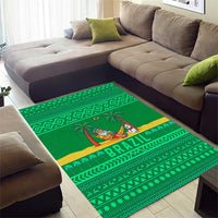 Brazil Christmas Area Rug with Santa Relaxing in Hammock Palm Trees Snowman and Tribal Pattern Design - Wonder Print Shop