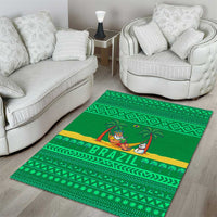 Brazil Christmas Area Rug with Santa Relaxing in Hammock Palm Trees Snowman and Tribal Pattern Design - Wonder Print Shop