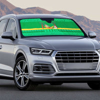 Brazil Christmas Auto Sun Shade with Santa Relaxing in Hammock Palm Trees Snowman and Tribal Pattern Design - Wonder Print Shop