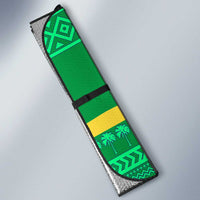 Brazil Christmas Auto Sun Shade with Santa Relaxing in Hammock Palm Trees Snowman and Tribal Pattern Design - Wonder Print Shop