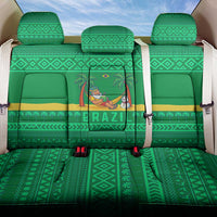 Brazil Christmas Back Car Seat Cover with Santa Relaxing in Hammock Palm Trees Snowman and Tribal Pattern Design - Wonder Print Shop