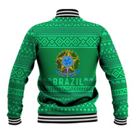 Brazil Christmas Baseball Jacket with Santa Relaxing in Hammock Palm Trees Snowman and Tribal Pattern Design - Wonder Print Shop