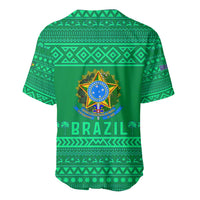 Brazil Christmas Baseball Jersey with Santa Relaxing in Hammock Palm Trees Snowman and Tribal Pattern Design - Wonder Print Shop