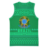 Brazil Christmas Basketball Jersey with Santa Relaxing in Hammock Palm Trees Snowman and Tribal Pattern Design - Wonder Print Shop