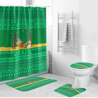 Brazil Christmas Bathroom Set with Santa Relaxing in Hammock Palm Trees Snowman and Tribal Pattern Design - Wonder Print Shop