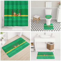 Brazil Christmas Bathroom Set with Santa Relaxing in Hammock Palm Trees Snowman and Tribal Pattern Design - Wonder Print Shop