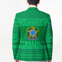 Brazil Christmas Blazer with Santa Relaxing in Hammock Palm Trees Snowman and Tribal Pattern Design - Wonder Print Shop