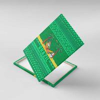 Brazil Christmas Canvas Wall Art with Santa Relaxing in Hammock Palm Trees Snowman and Tribal Pattern Design - Wonder Print Shop