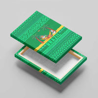 Brazil Christmas Canvas Wall Art with Santa Relaxing in Hammock Palm Trees Snowman and Tribal Pattern Design - Wonder Print Shop