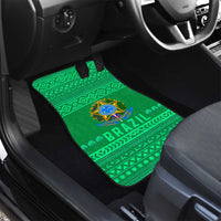 Brazil Christmas Car Mats with Santa Relaxing in Hammock Palm Trees Snowman and Tribal Pattern Design - Wonder Print Shop