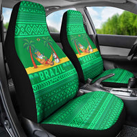 Brazil Christmas Car Seat Cover with Santa Relaxing in Hammock Palm Trees Snowman and Tribal Pattern Design - Wonder Print Shop