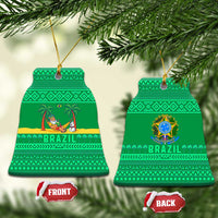 Brazil Christmas Ceramic Ornament with Santa Relaxing in Hammock Palm Trees Snowman and Tribal Pattern Design - Wonder Print Shop