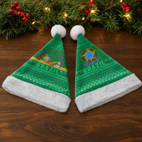 Brazil Christmas Santa Hat with Santa Relaxing in Hammock Palm Trees Snowman and Tribal Pattern Design - Wonder Print Shop