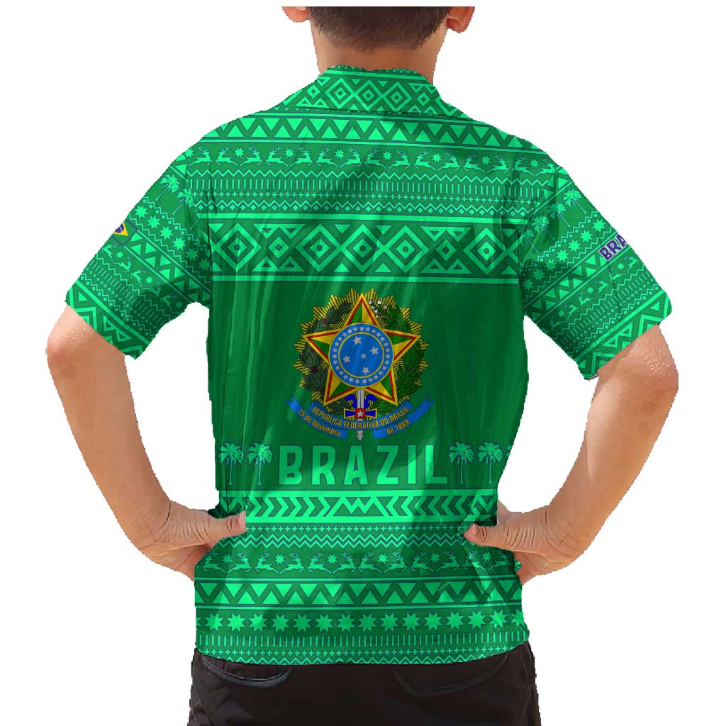 Brazil Christmas Family Matching Mermaid Dress and Hawaiian Shirt with Santa Relaxing in Hammock Palm Trees Snowman and Tribal Pattern Design - Wonder Print Shop