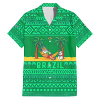 Brazil Christmas Family Matching Mermaid Dress and Hawaiian Shirt with Santa Relaxing in Hammock Palm Trees Snowman and Tribal Pattern Design - Wonder Print Shop