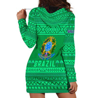 Brazil Christmas Hoodie Dress with Santa Relaxing in Hammock Palm Trees Snowman and Tribal Pattern Design - Wonder Print Shop