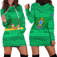 Brazil Christmas Hoodie Dress with Santa Relaxing in Hammock Palm Trees Snowman and Tribal Pattern Design - Wonder Print Shop