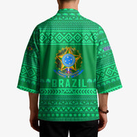 Brazil Christmas Kimono with Santa Relaxing in Hammock Palm Trees Snowman and Tribal Pattern Design - Wonder Print Shop