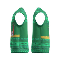 Brazil Christmas Knitted V-Neck Vest with Santa Relaxing in Hammock Palm Trees Snowman and Tribal Pattern Design - Wonder Print Shop