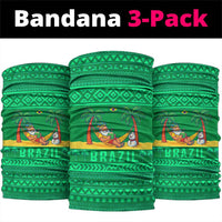 Brazil Christmas Neck Gaiter with Santa Relaxing in Hammock Palm Trees Snowman and Tribal Pattern Design - Wonder Print Shop