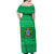 Brazil Christmas Off Shoulder Maxi Dress with Santa Relaxing in Hammock Palm Trees Snowman and Tribal Pattern Design - Wonder Print Shop