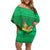 Brazil Christmas Off Shoulder Short Dress with Santa Relaxing in Hammock Palm Trees Snowman and Tribal Pattern Design - Wonder Print Shop