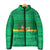 Brazil Christmas Padded Jacket with Santa Relaxing in Hammock Palm Trees Snowman and Tribal Pattern Design - Wonder Print Shop