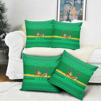 Brazil Christmas Pillow Cover with Santa Relaxing in Hammock Palm Trees Snowman and Tribal Pattern Design - Wonder Print Shop