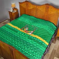 Brazil Christmas Quilt with Santa Relaxing in Hammock Palm Trees Snowman and Tribal Pattern Design - Wonder Print Shop