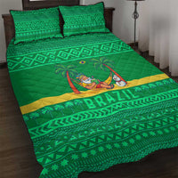 Brazil Christmas Quilt Bed Set with Santa Relaxing in Hammock Palm Trees Snowman and Tribal Pattern Design - Wonder Print Shop