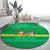 Brazil Christmas Round Carpet with Santa Relaxing in Hammock Palm Trees Snowman and Tribal Pattern Design - Wonder Print Shop