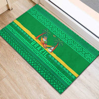 Brazil Christmas Rubber Doormat with Santa Relaxing in Hammock Palm Trees Snowman and Tribal Pattern Design - Wonder Print Shop