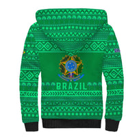Brazil Christmas Sherpa Hoodie with Santa Relaxing in Hammock Palm Trees Snowman and Tribal Pattern Design - Wonder Print Shop