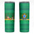 Brazil Christmas Skinny Tumbler with Santa Relaxing in Hammock Palm Trees Snowman and Tribal Pattern Design - Wonder Print Shop