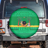Brazil Christmas Spare Tire Cover with Santa Relaxing in Hammock Palm Trees Snowman and Tribal Pattern Design - Wonder Print Shop