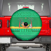 Brazil Christmas Spare Tire Cover with Santa Relaxing in Hammock Palm Trees Snowman and Tribal Pattern Design - Wonder Print Shop