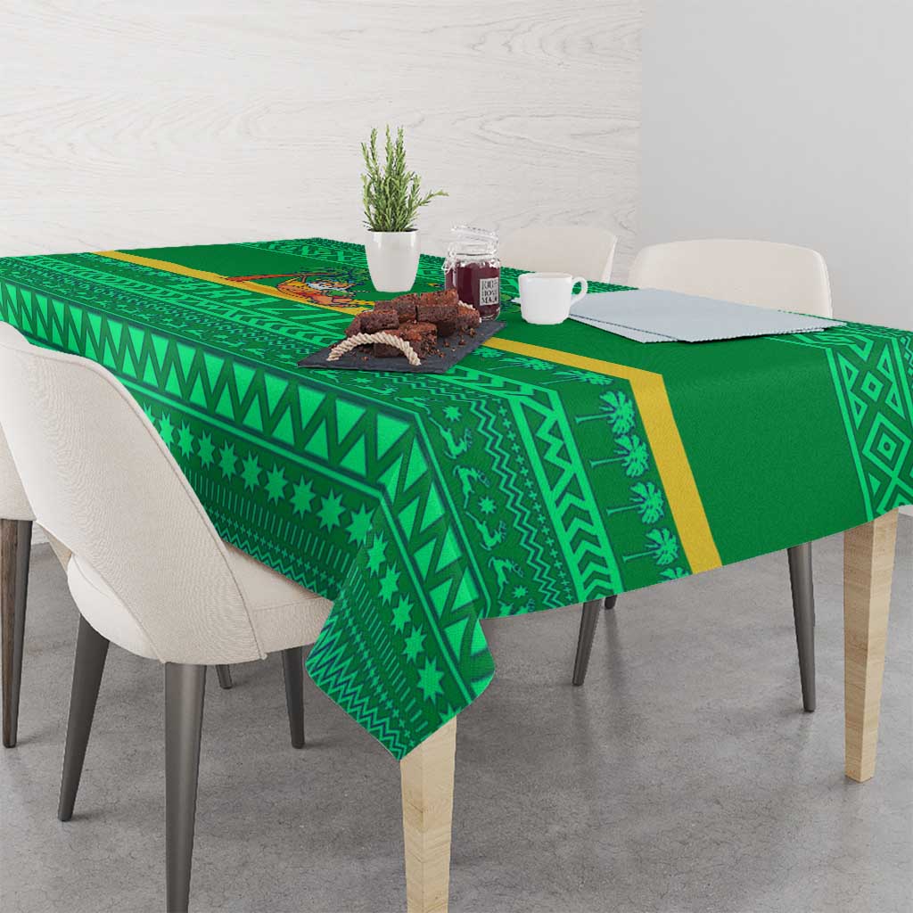 Brazil Christmas Tablecloth with Santa Relaxing in Hammock Palm Trees Snowman and Tribal Pattern Design - Wonder Print Shop