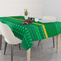 Brazil Christmas Tablecloth with Santa Relaxing in Hammock Palm Trees Snowman and Tribal Pattern Design - Wonder Print Shop