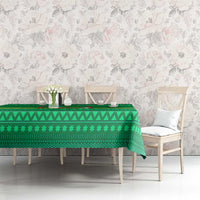 Brazil Christmas Tablecloth with Santa Relaxing in Hammock Palm Trees Snowman and Tribal Pattern Design - Wonder Print Shop