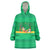 Brazil Christmas Wearable Blanket Hoodie with Santa Relaxing in Hammock Palm Trees Snowman and Tribal Pattern Design - Wonder Print Shop