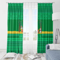 Brazil Christmas Window Curtain with Santa Relaxing in Hammock Palm Trees Snowman and Tribal Pattern Design - Wonder Print Shop