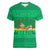 Brazil Christmas Women V-Neck T-Shirt with Santa Relaxing in Hammock Palm Trees Snowman and Tribal Pattern Design - Wonder Print Shop