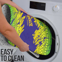 Brazil Christmas Bathroom Set with Tropical Santa Tribal Pattern National Colors and Merry Christmas Text Design - Wonder Print Shop