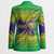 Brazil Christmas Blazer with Tropical Santa Tribal Pattern National Colors and Merry Christmas Text Design - Wonder Print Shop