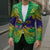 Brazil Christmas Blazer with Tropical Santa Tribal Pattern National Colors and Merry Christmas Text Design - Wonder Print Shop