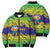 Brazil Christmas Bomber Puffer Jacket with Tropical Santa Tribal Pattern National Colors and Merry Christmas Text Design - Wonder Print Shop