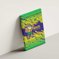 Brazil Christmas Canvas Wall Art with Tropical Santa Tribal Pattern National Colors and Merry Christmas Text Design - Wonder Print Shop