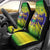 Brazil Christmas Car Seat Cover with Tropical Santa Tribal Pattern National Colors and Merry Christmas Text Design - Wonder Print Shop