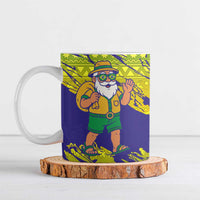 Brazil Christmas Ceramic Mug with Tropical Santa Tribal Pattern National Colors and Merry Christmas Text Design - Wonder Print Shop
